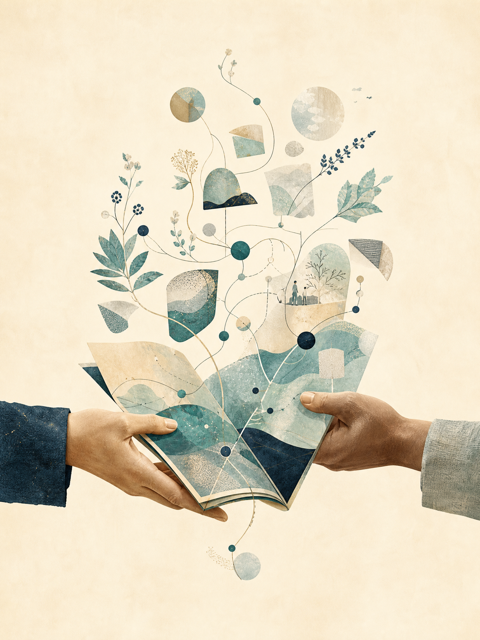A partnership playbook being handed from one pair of hands to another
